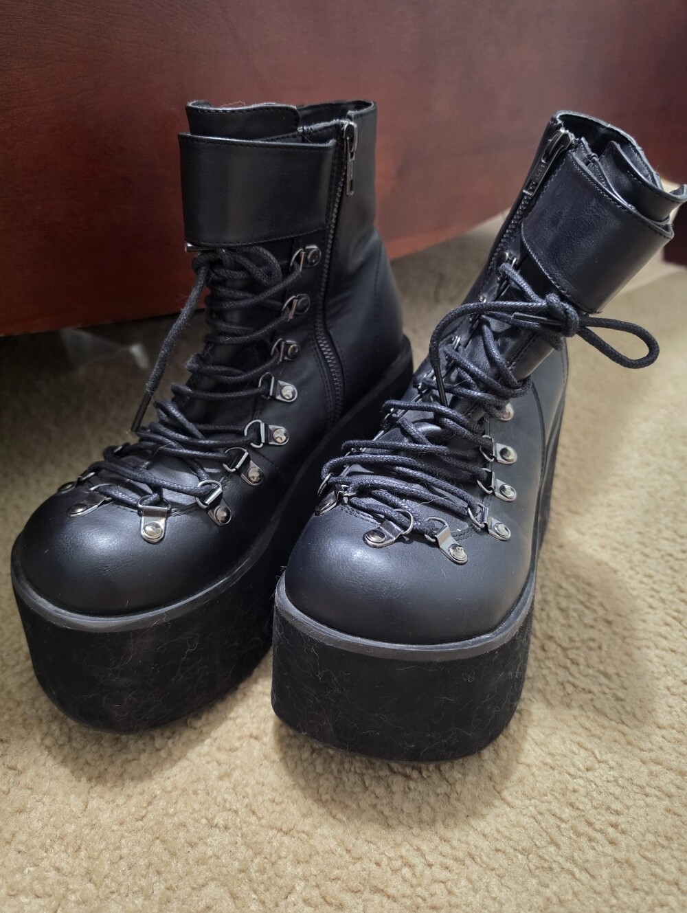 Demonia Kera Lace Up Platforms.